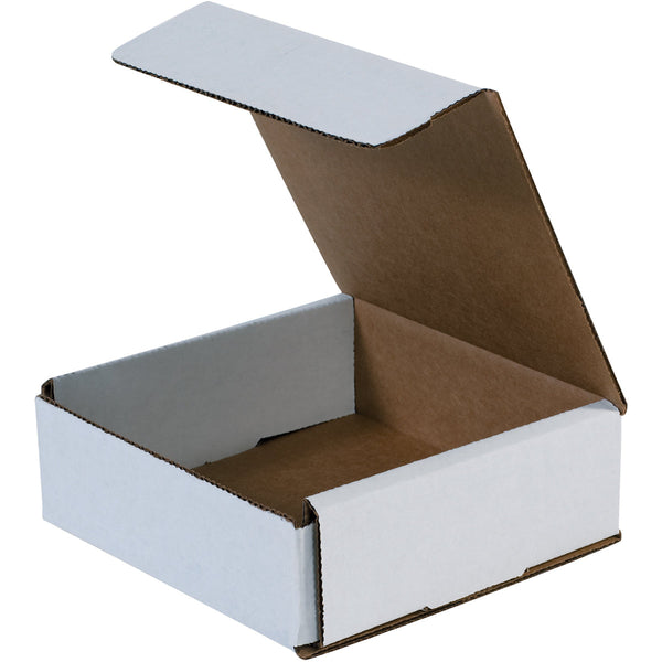 10" x 10" x 2" White Exterior / Kraft Interior Single Wall 32 ECT Corrugated RETT Boxes