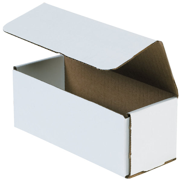 10" x 3" x 3" White Exterior / Kraft Interior Single Wall 32 ECT Corrugated RETT Boxes