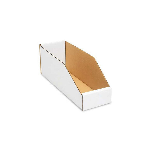 12" x 4" x 4-1/2" White Single Wall 32 ECT Corrugated Parts Bin Boxes
