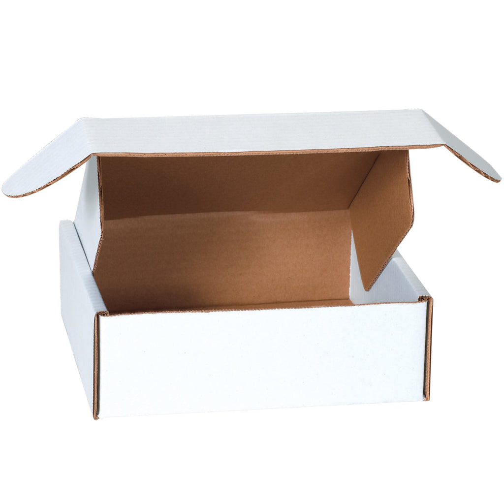 15-1/8" x 11-1/8" x 4" White Exterior / Kraft Interior Single Wall 32 ECT Corrugated RETT Boxes