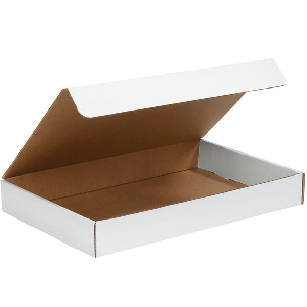 19" x 12" x 2-1/2" White Exterior / Kraft Interior Single Wall 32 ECT Corrugated RETT Boxes