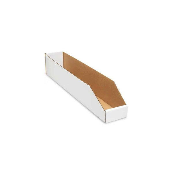 24" x 4" x 4-1/2" White Single Wall 32 ECT Corrugated Parts Bin Boxes