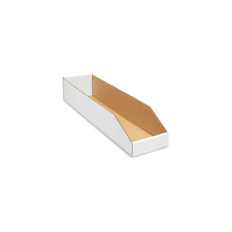 24" x 6" x 4-1/2" White Single Wall 32 ECT Corrugated Parts Bin Boxes