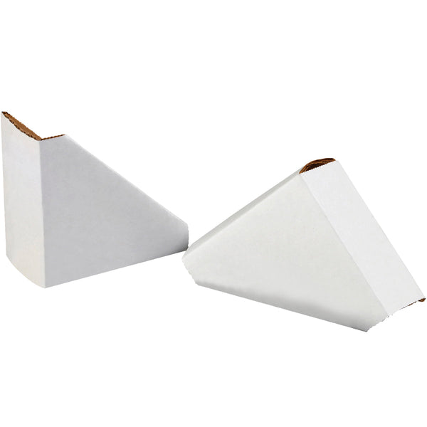 4" x 4" x 1" White 32 ECT Corrugated Triangular Corner Protector for Boxes
