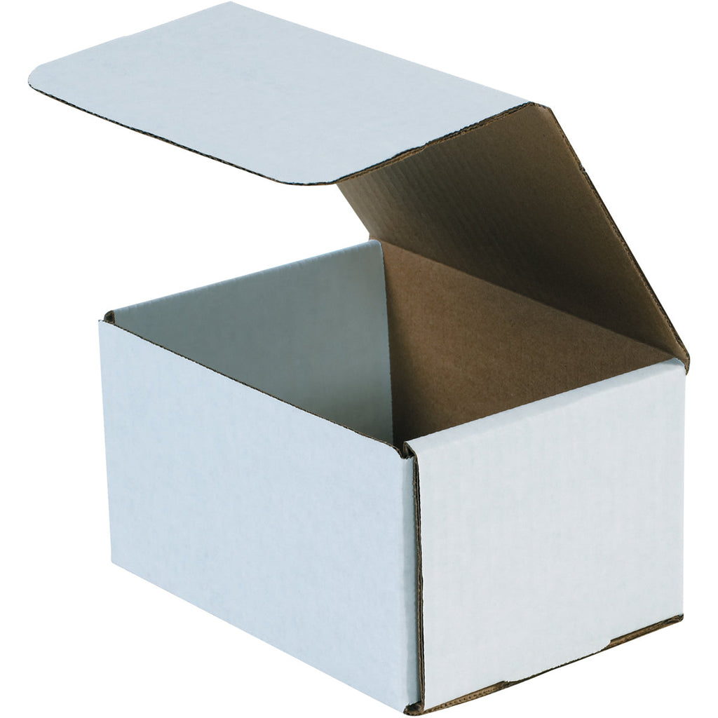 6-1/2" x 4-7/8" x 3-3/4" White Exterior / Kraft Interior Single Wall 32 ECT Corrugated OEM Mailers