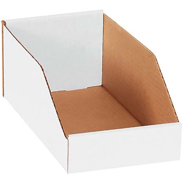 12" x 12" x 6" White Single Wall 32 ECT Corrugated Parts Bin Boxes