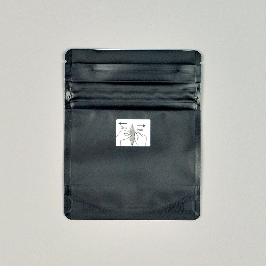4" x 5 + 2-BG" Black 1/8th oz, Zipper 4.8 mil Child-Resistant Pouches