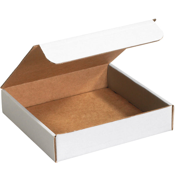 9" x 6-1/2" x 2-3/4" White Exterior / Kraft Interior Single Wall 32 ECT Corrugated RETT Boxes