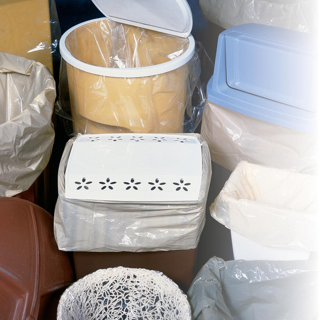 23" x 10" x 39" Clear Extra Heavy Gauge, 33 gal. 1 mil LLDPE Trash Can Liner Bags