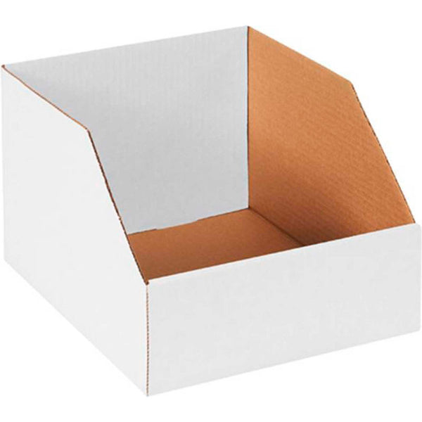 12" x 8" x 6" White Single Wall 32 ECT Corrugated Parts Bin Boxes