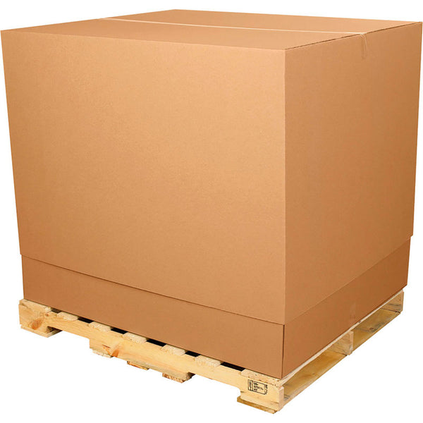 46" x 38" x 37-1/2" Kraft Double Wall TB55 With Pallet 350# Corrugated Bulk Shipping W/ Pallet Boxes