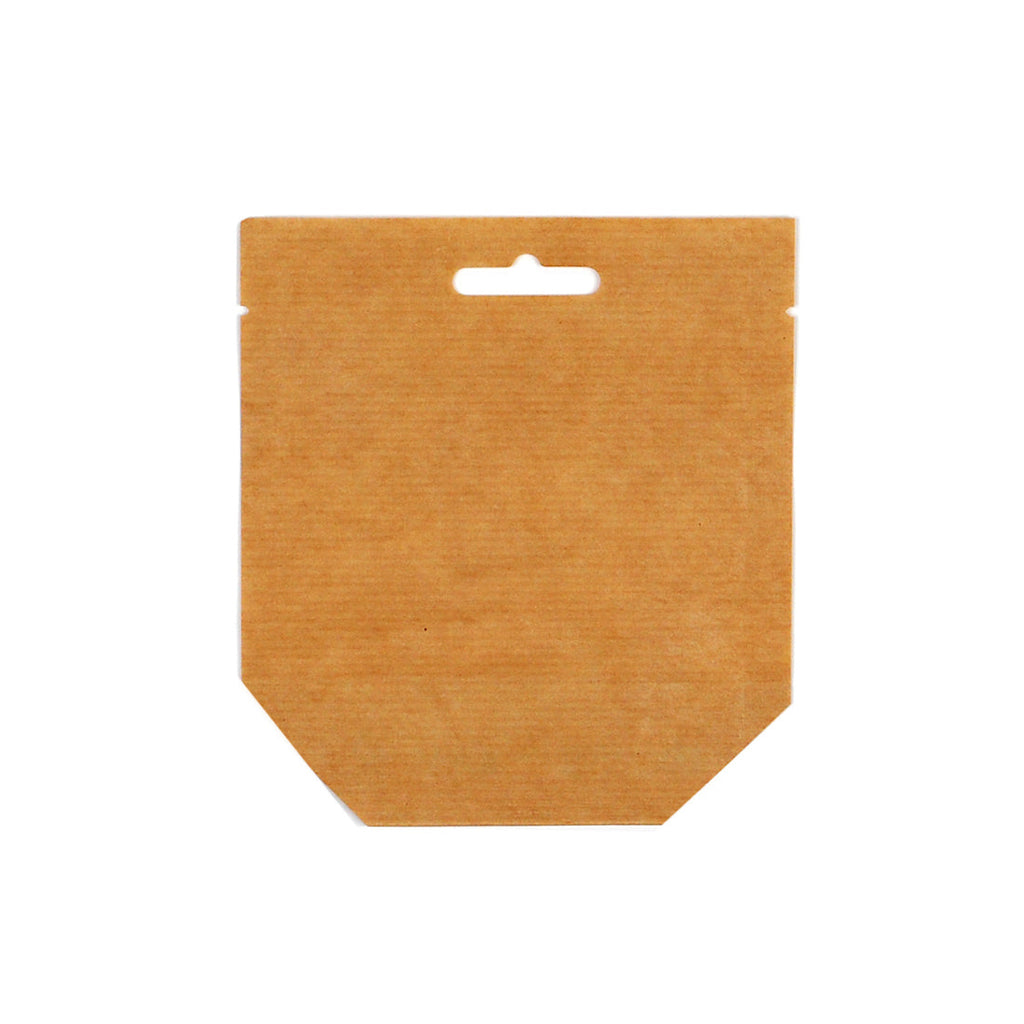 4-3/4" x 5.35 + 2.35 BG" Brown Compostable, Stand-Up, 4 oz 96 GSM HDPE Food Pouches