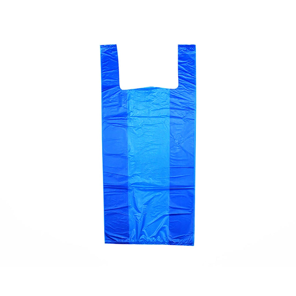 9" x 5" x 23" Blue 0.6 mil HDPE T-Shirt Bags