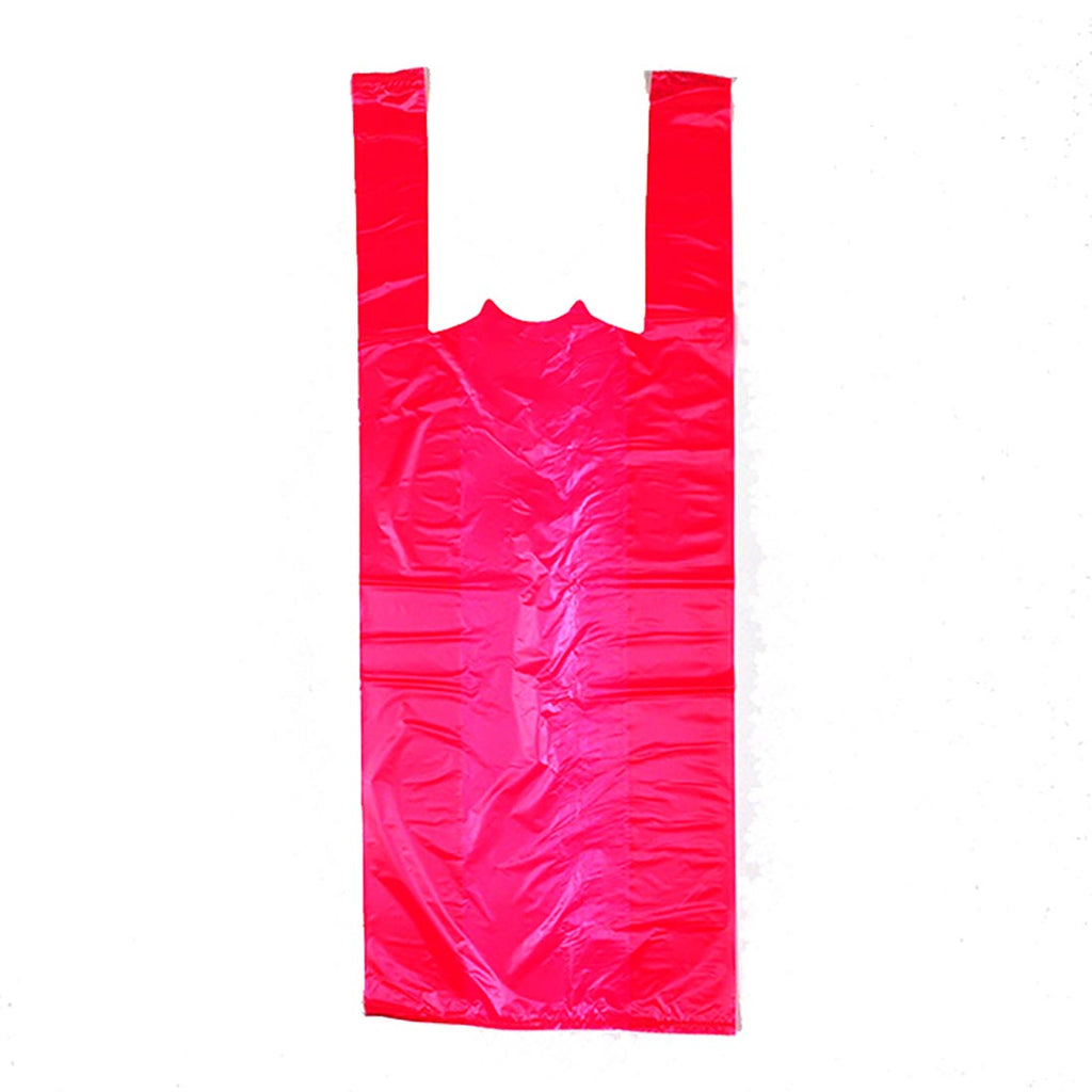 9" x 5" x 23" Red 0.6 mil HDPE T-Shirt Bags