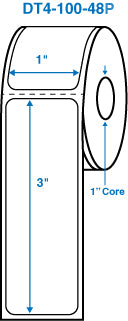 1" x 3" White 1 in. core, with perforation Perm. adhesive Direct Thermal Labels