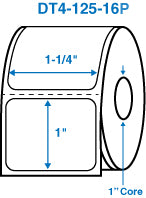 1-1/4" x 1" White 1 in. core, with perforation Perm. adhesive Direct Thermal Labels