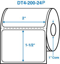 2" x 1-1/2" White 1 in. core, with perforation Perm. adhesive Direct Thermal Labels