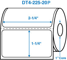 2-1/4" x 1-1/4" White 1 in. core, with perforation Perm. adhesive Direct Thermal Labels