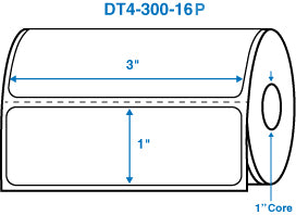 3" x 1" White 1 in. core, with perforation Perm. adhesive Direct Thermal Labels