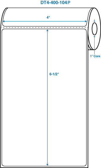 4" x 6-1/2" White 1 in. core, with perforation Perm. adhesive Direct Thermal Labels
