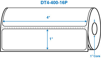 4" x 1" White 1 in. core, with perforation Perm. adhesive Direct Thermal Labels