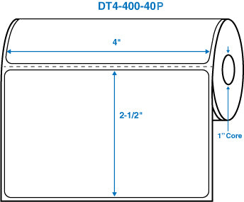 4" x 2-1/2" White 1 in. core, with perforation Perm. adhesive Direct Thermal Labels