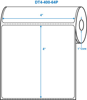 4" x 4" White 1 in. core, with perforation Perm. adhesive Direct Thermal Labels