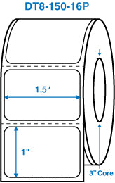 1-1/2" x 1" White 3 in. core, with perforation Perm. adhesive Direct Thermal Labels