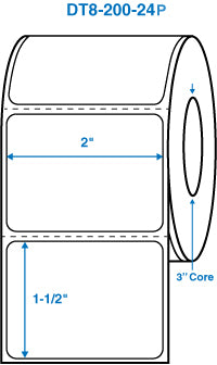 2" x 1-1/2" White 3 in. core, with perforation Perm. adhesive Direct Thermal Labels
