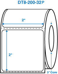 2" x 2" White 3 in. core, with perforation Perm. adhesive Direct Thermal Labels