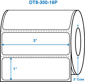 3" x 1" White 3 in. core, with perforation Perm. adhesive Direct Thermal Labels