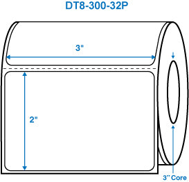 3" x 2" White 3 in. core, with perforation Perm. adhesive Direct Thermal Labels