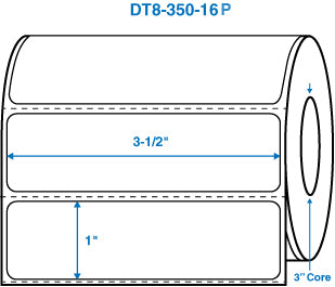 3-1/2" x 1" White 3 in. core, with perforation Perm. adhesive Direct Thermal Labels