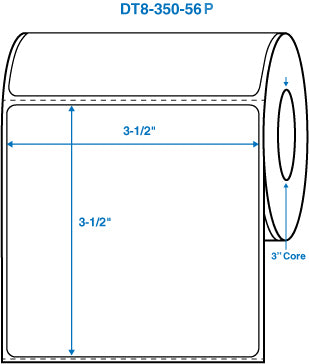 3-1/2" x 3-1/2" White 3 in. core, with perforation Perm. adhesive Direct Thermal Labels