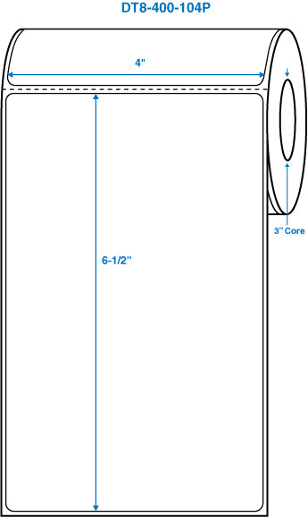 4" x 6-1/2" White 3 in. core, with perforation Perm. adhesive Direct Thermal Labels