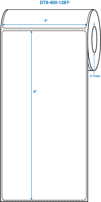 4" x 8" White 3 in. core, with perforation Perm. adhesive Direct Thermal Labels