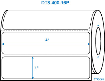 4" x 1" White 3 in. core, with perforation Perm. adhesive Direct Thermal Labels
