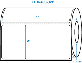 4" x 2" White 3 in. core, with perforation Perm. adhesive Direct Thermal Labels