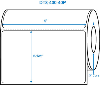 4" x 2-1/2" White 3 in. core, with perforation Perm. adhesive Direct Thermal Labels