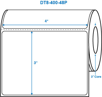 4" x 3" White 3 in. core, with perforation Perm. adhesive Direct Thermal Labels