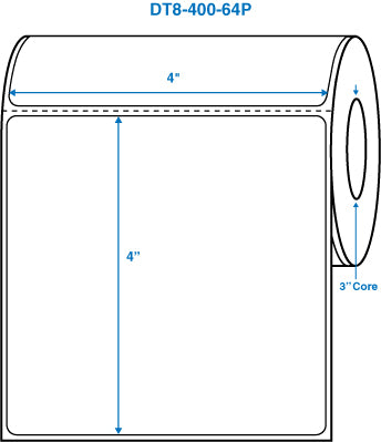 4" x 4" White 3 in. core, with perforation Perm. adhesive Direct Thermal Labels