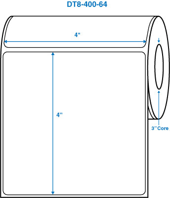 4" x 4" White 3 in. core, no perforation Perm. adhesive Direct Thermal Labels