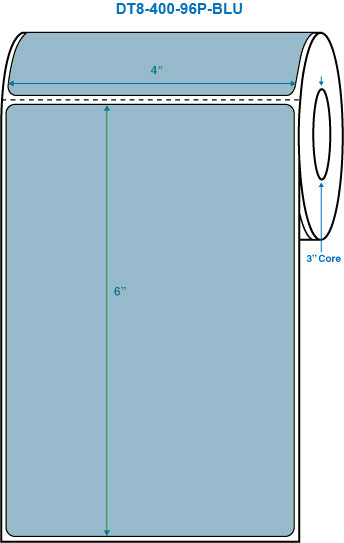 4" x 6" Blue 3 in. core, with perforation Perm. adhesive Direct Thermal Labels