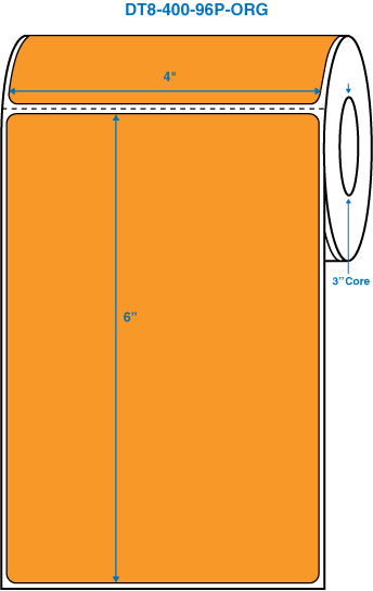4" x 6" Orange 3 in. core, with perforation Perm. adhesive Direct Thermal Labels