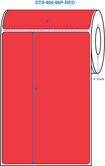 4" x 6" Red 3 in. core, with perforation Perm. adhesive Direct Thermal Labels