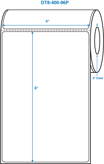 4" x 6" White 3 in. core, with perforation Perm. adhesive Direct Thermal Labels