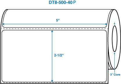 5" x 2-1/2" White 3 in. core, with perforation Perm. adhesive Direct Thermal Labels