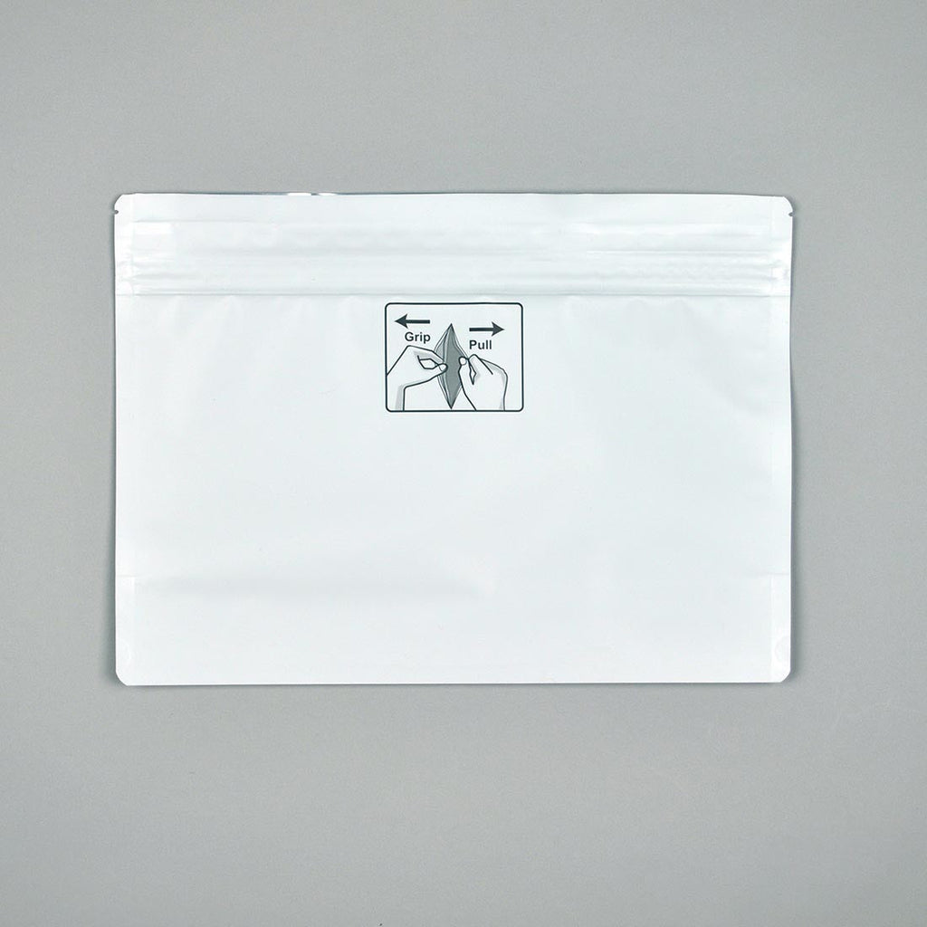 12.2" x 9 + 4 BG" White Exit 4.8 mil Child-Resistant Pouches