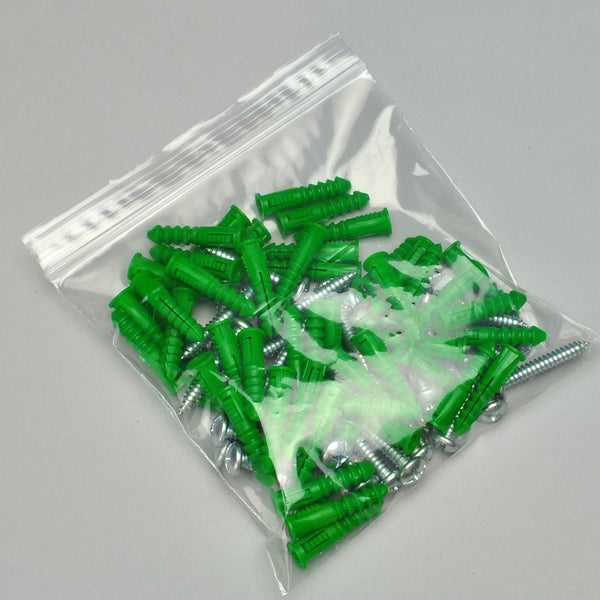 1-1/2" x 2" Clear Single Track Zipper 2 mil LDPE Reclosable Bags