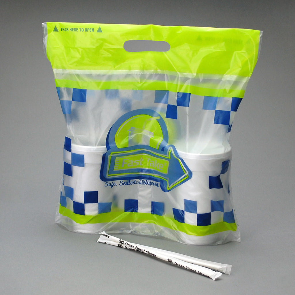 14" x 14 + 2-1/2 BG + 3-1/2 LP" White Tamper Evident 1 mil HDPE Printed Bags